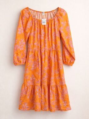 J.Crew Re-Imagined Orange Floral Tiered NWT Boho Dress Size 10